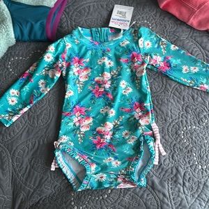 Ruffle Butts Fancy Me Floral Long sleeve swimsuit 18-24 months